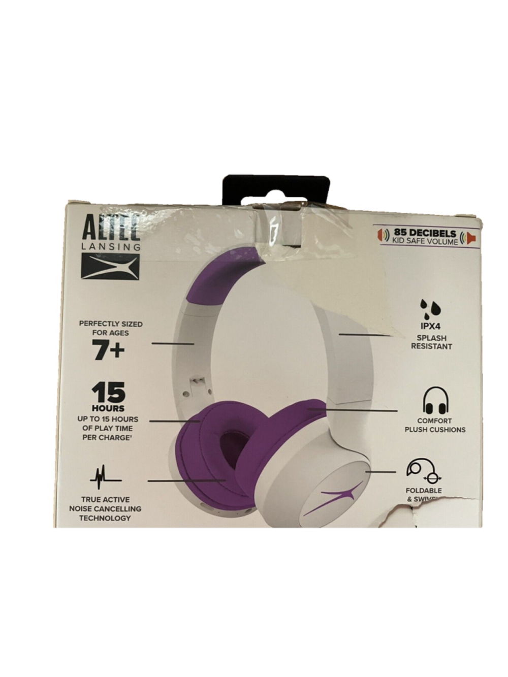 Headphone Altec Lansing 2in1 Active Noise Cancelling Kid Safe White & Purple